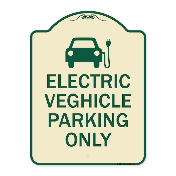 Electric Vehicle Parking W/ Graphic Heavy-Gauge Aluminum Sign, 24" x 18", TG-1824-24117